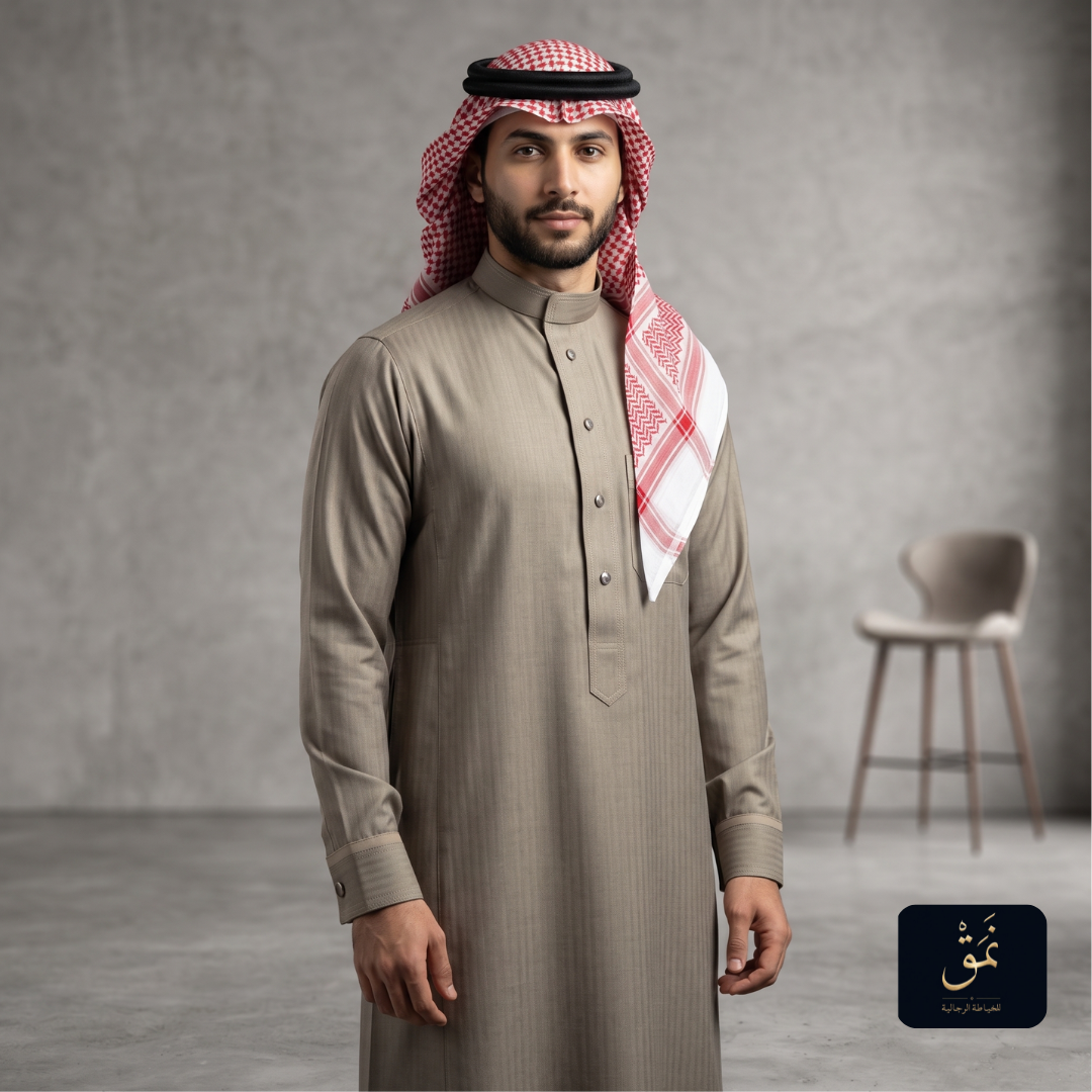 Premier Al-Madinah Mixed Cotton-Wool Thobe1 Premier Al-Madinah Mixed Cotton-Wool Thobe - Image 1