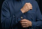 Premium Dark Navy Embroidered Thobe with French Cuffs - Image 3