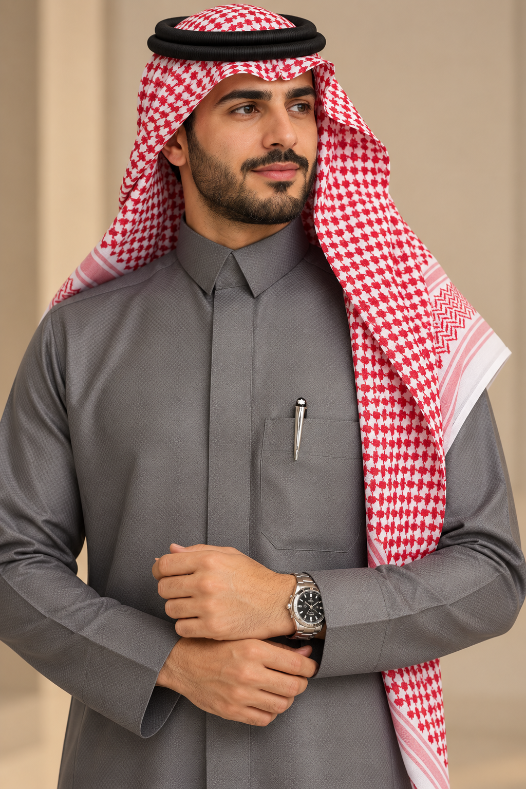 تفاصيل ثوب رجالي سعودي تعكس جودة التفصيل والقياسات في نمق